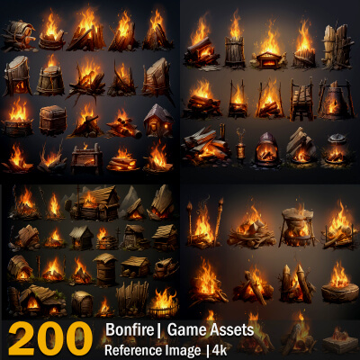 Bonfire Bonfire Game Assets Reference Images by LumiereStudio