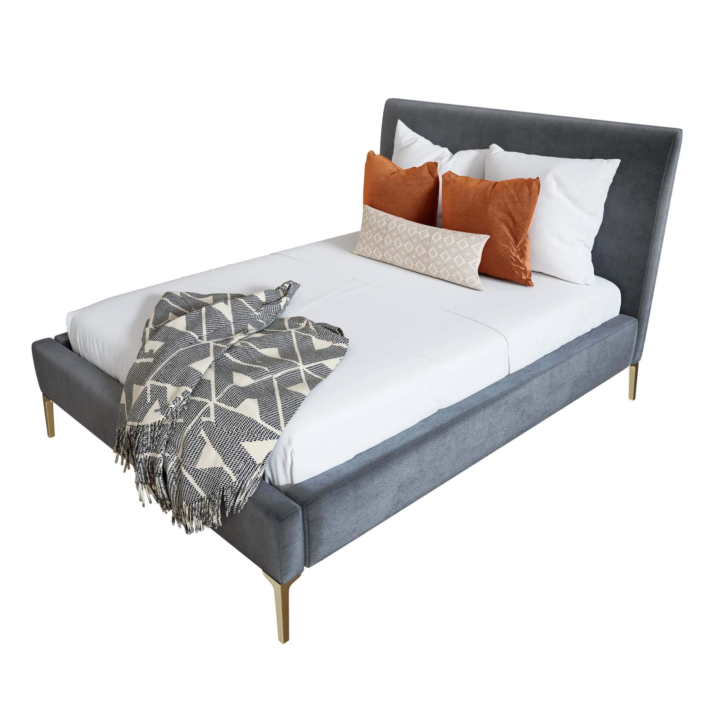 Andes Deco Upholstered Bed 3D Model by luxmi_3d_studio