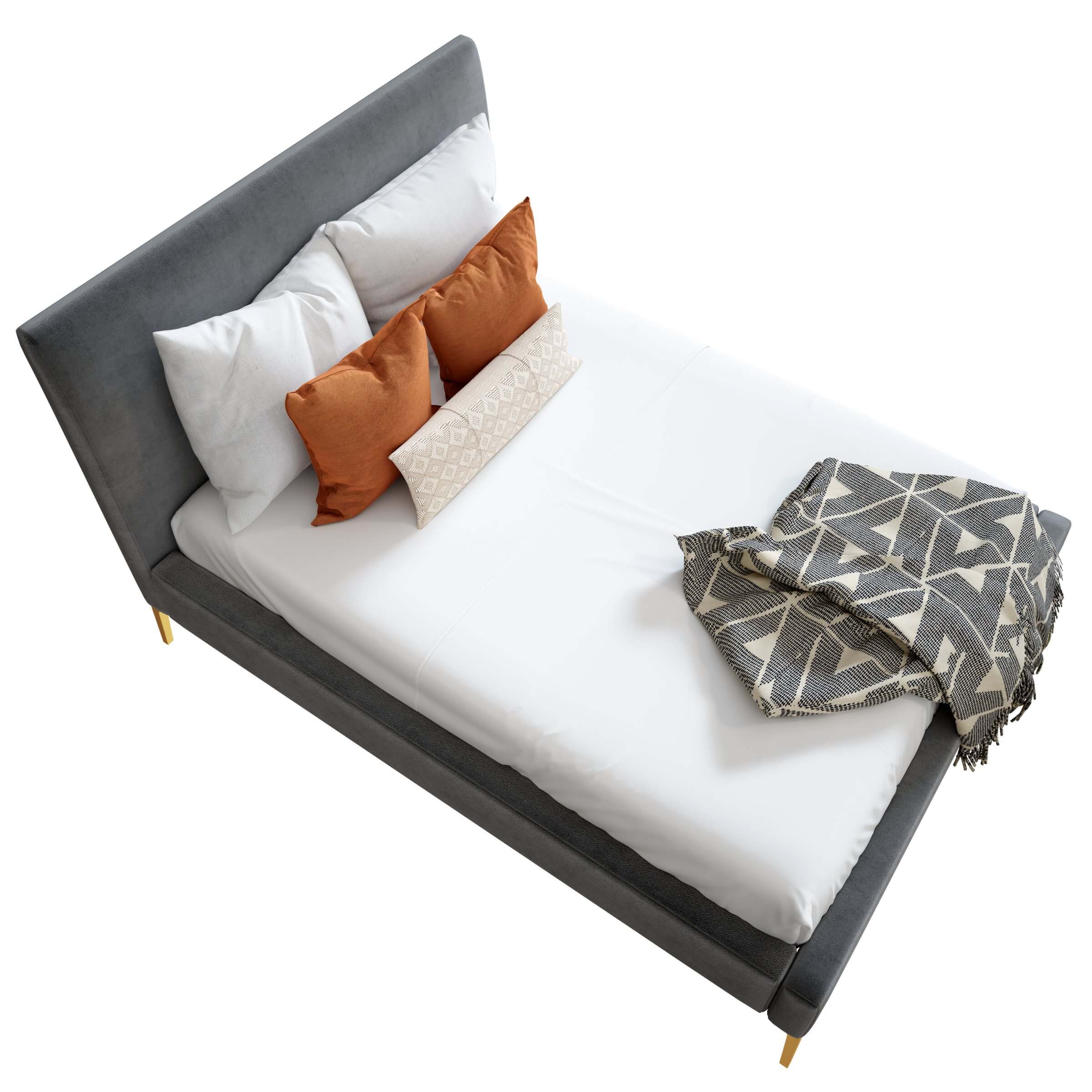 Andes Deco Upholstered Bed 3D Model by luxmi_3d_studio