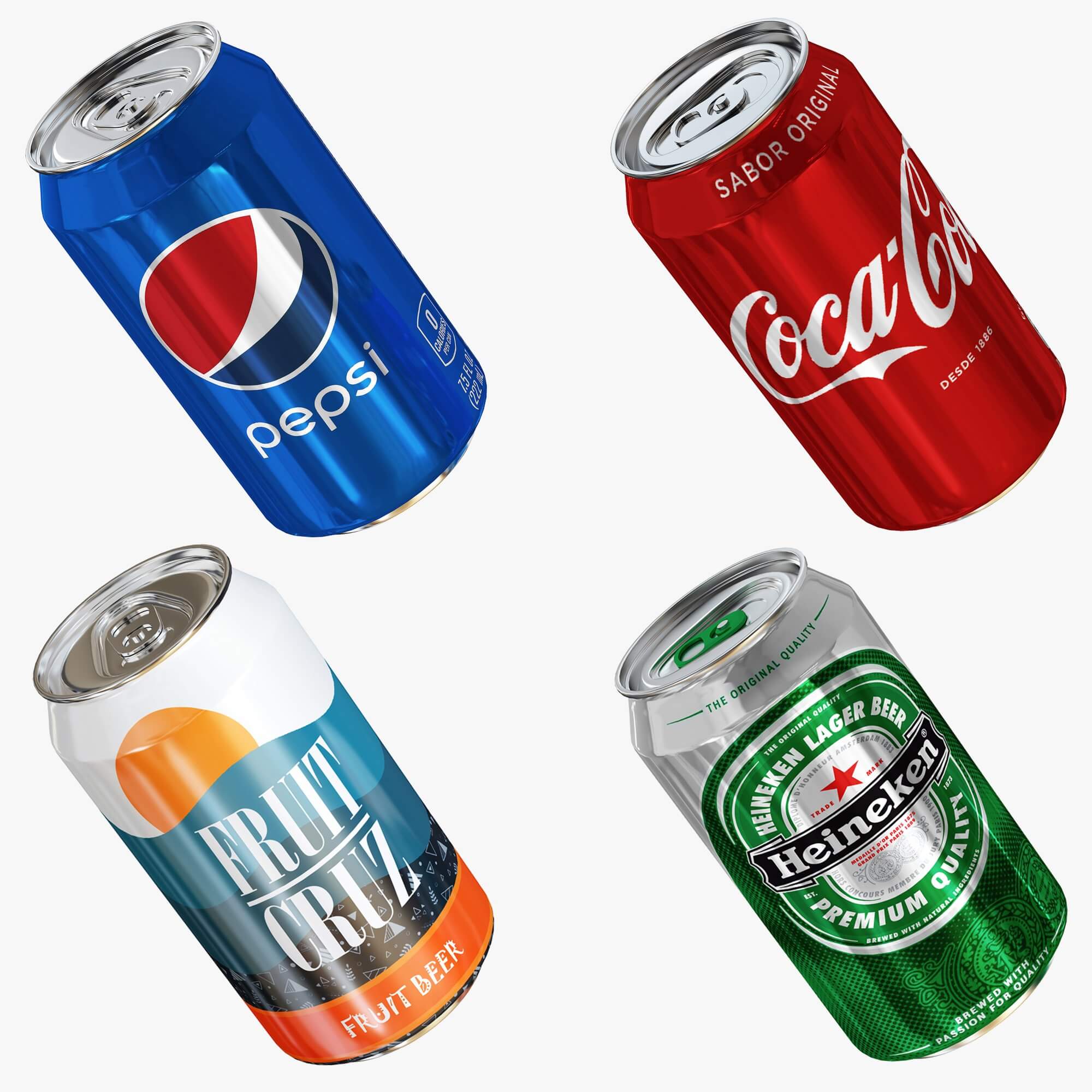 Beer Cold Drink Can Collection 3D Model by luxmi_3d_studio