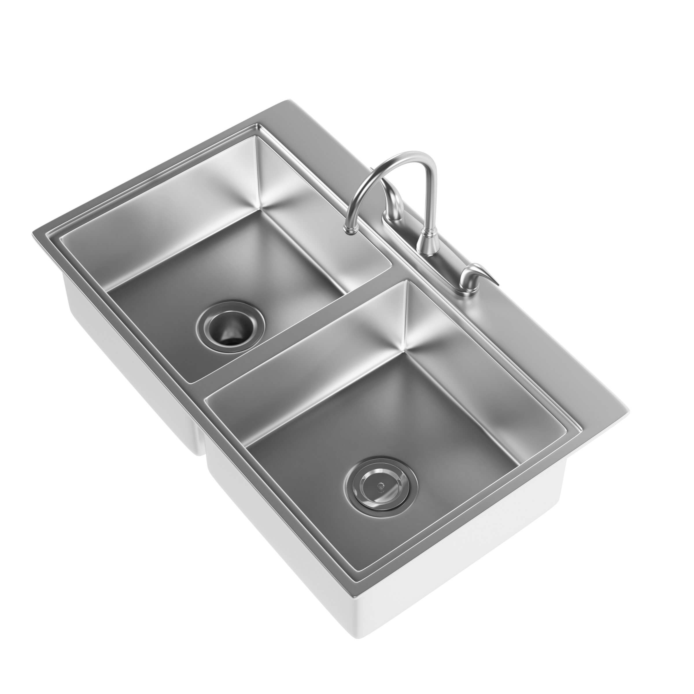 Double Bowl Kitchen Sink 3D Model by luxmi_3d_studio
