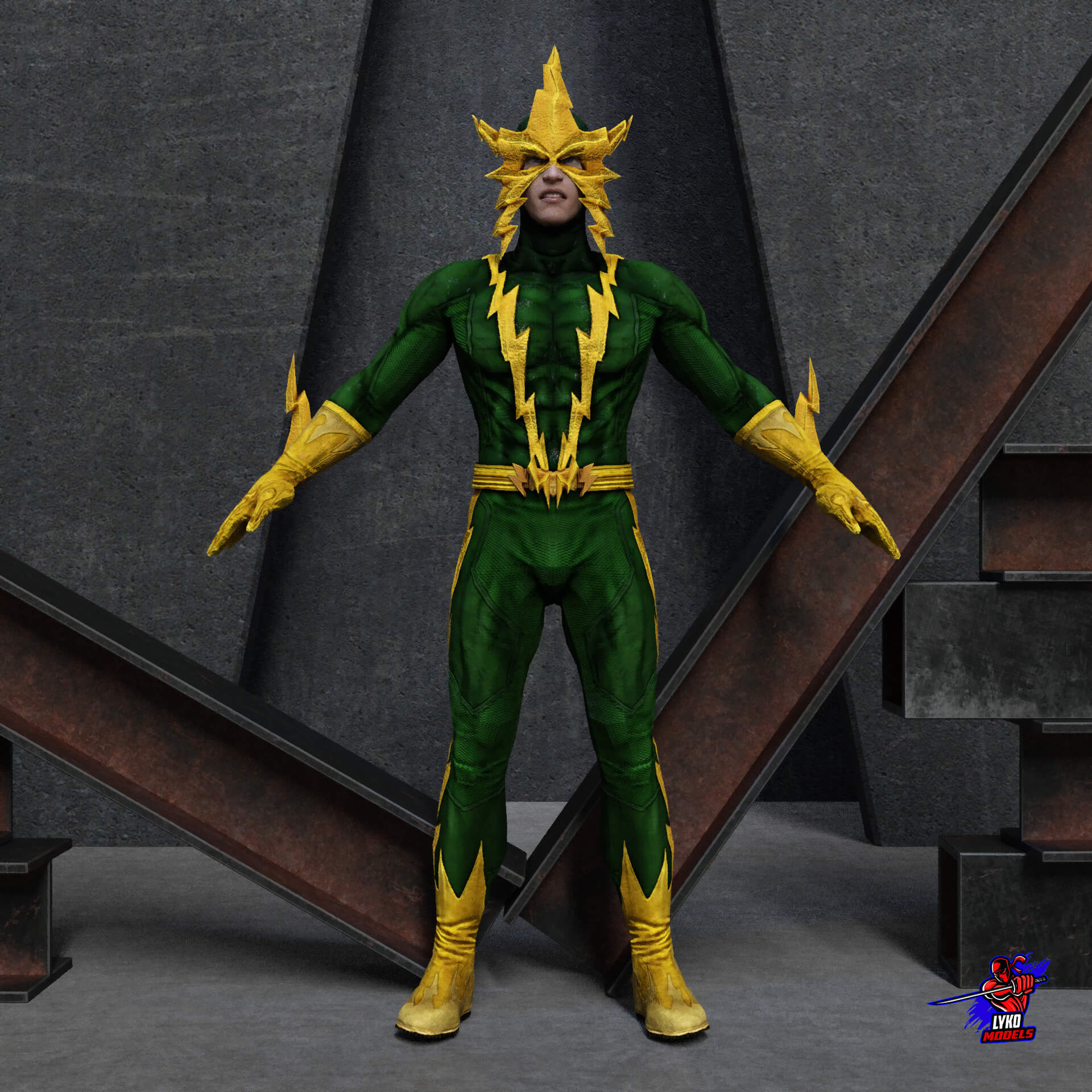 Electro Comic Outfit for G8M - Daz Content by LykoModels