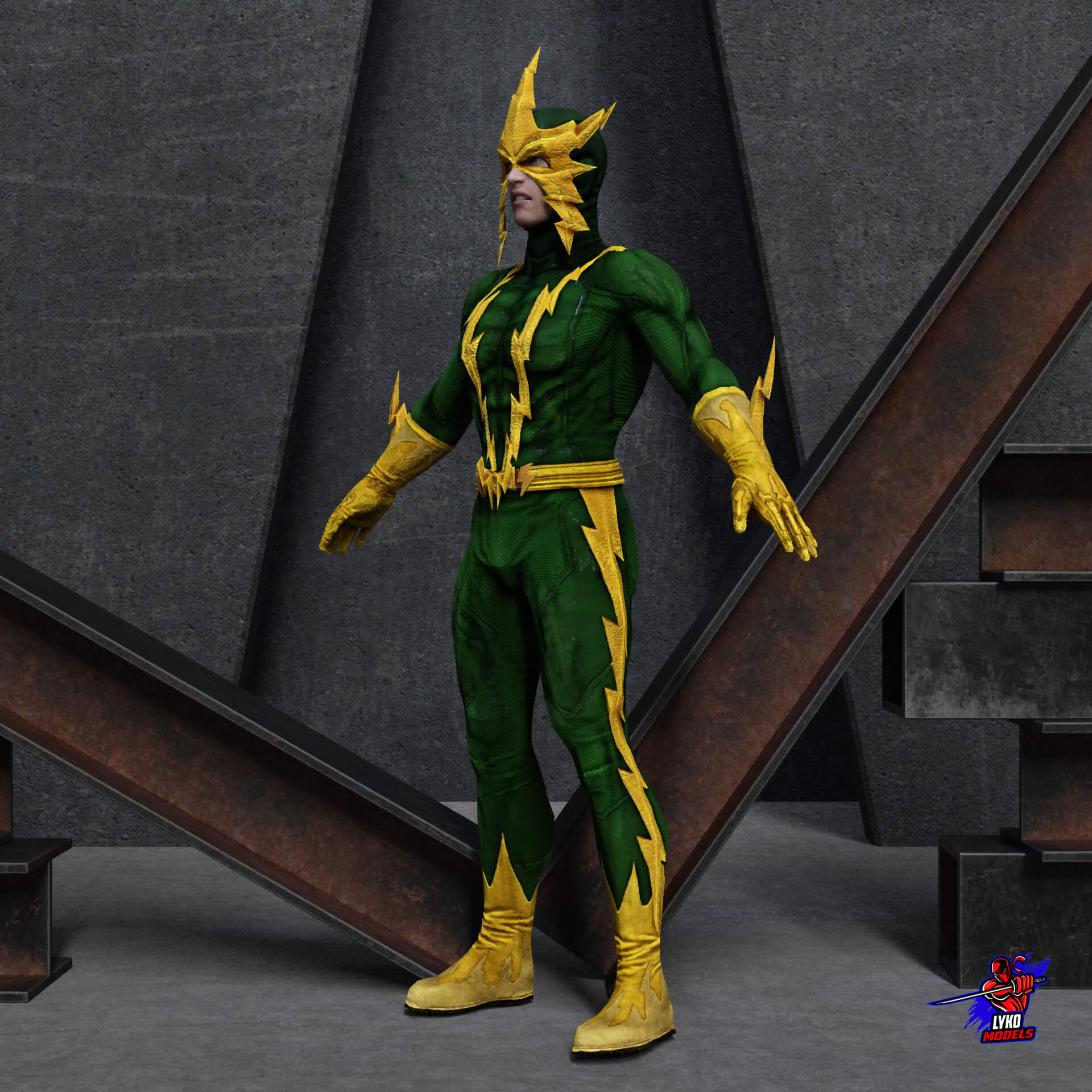Electro Comic Outfit for G8M - Daz Content by LykoModels