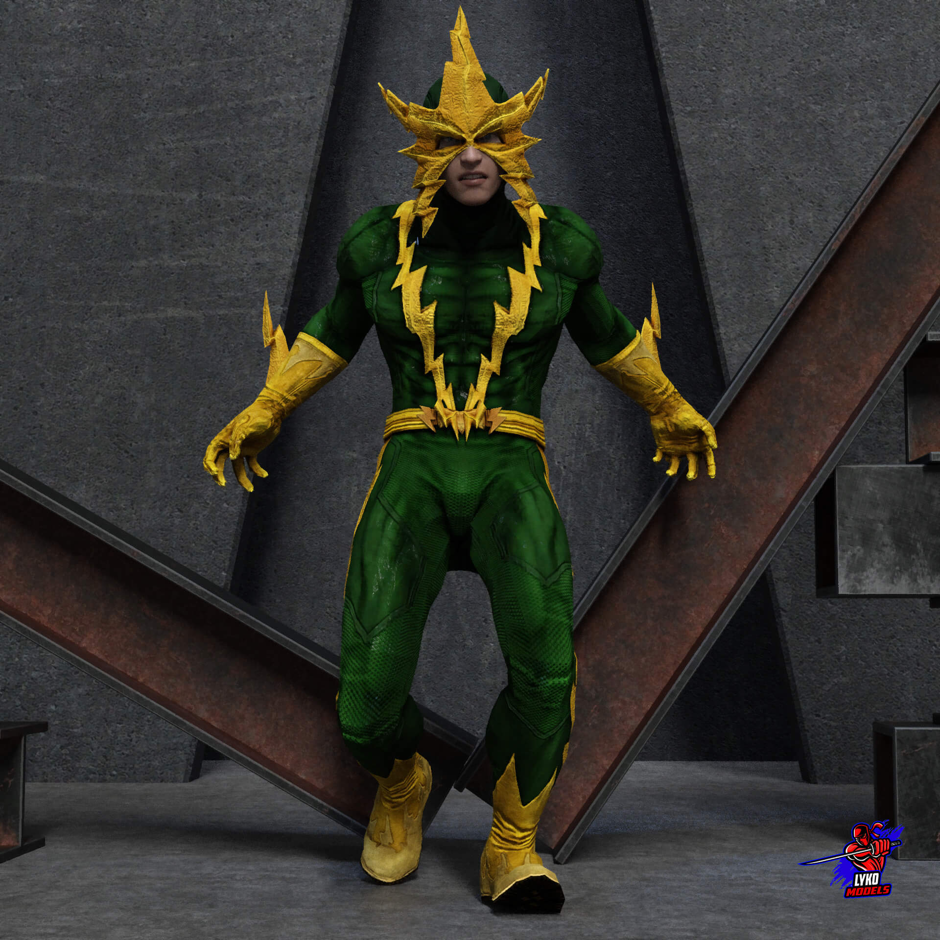 Electro Comic Outfit for G8M - Daz Content by LykoModels