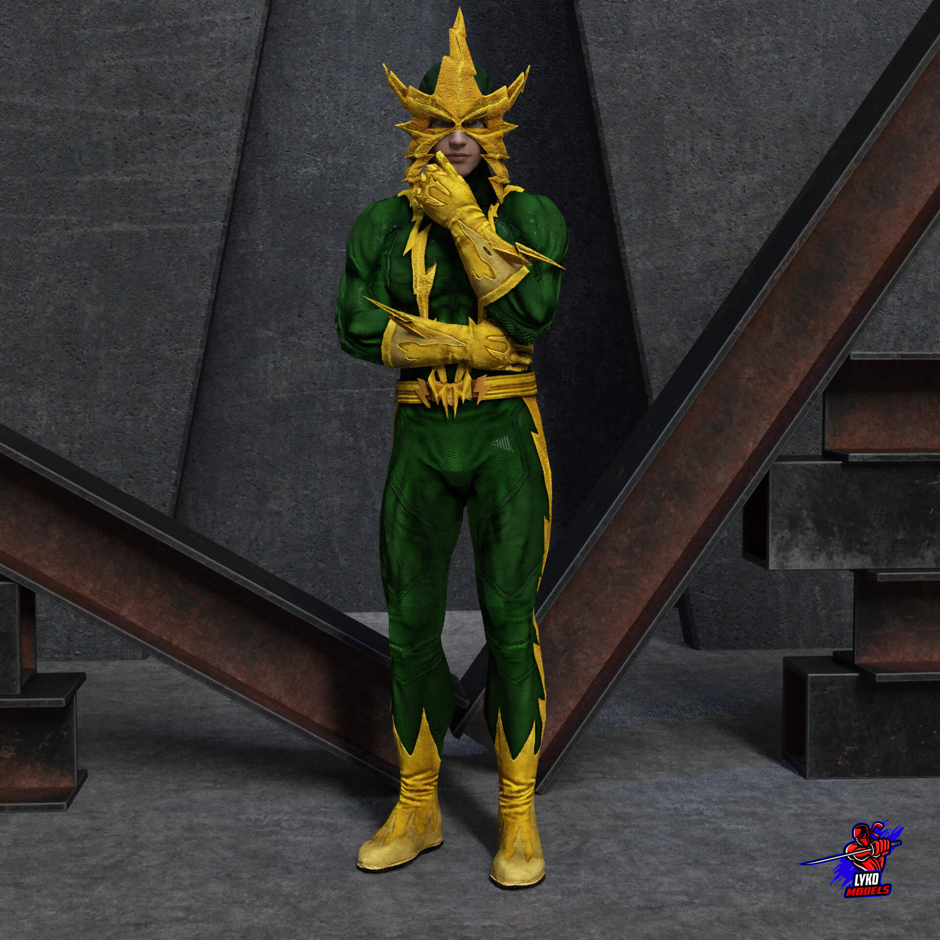Electro Comic Outfit for G8M - Daz Content by LykoModels