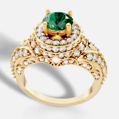 Diamond Stone Rng Design Ring 3D Model Large Center Stone Diamond Halo Design by MA Designs