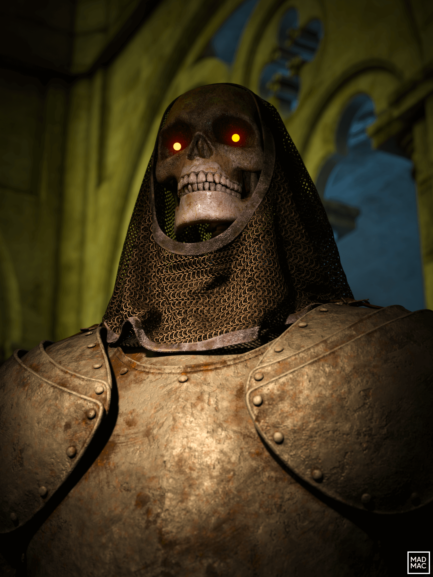 Skeleton Knight 3D Render, Digital Art by Mad Mac