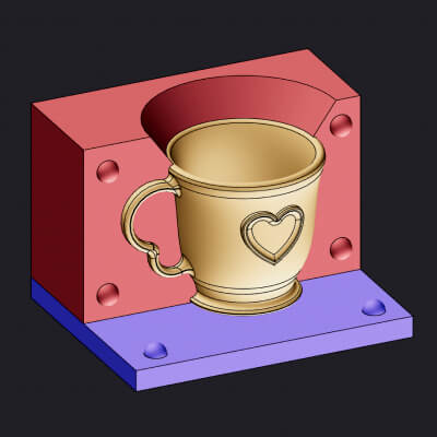 Decorative Coffee Cup Mold with Heart Detail