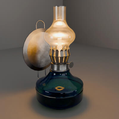 Vintage Oil Lamp 3D Model &ndash Low Poly