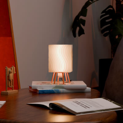 Parametric Wavy Fin Table Lamp - Filament Bulb