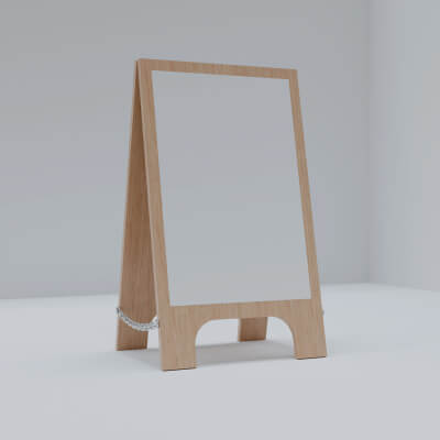 Wooden A-frame Signboard 3D Model by madakar25
