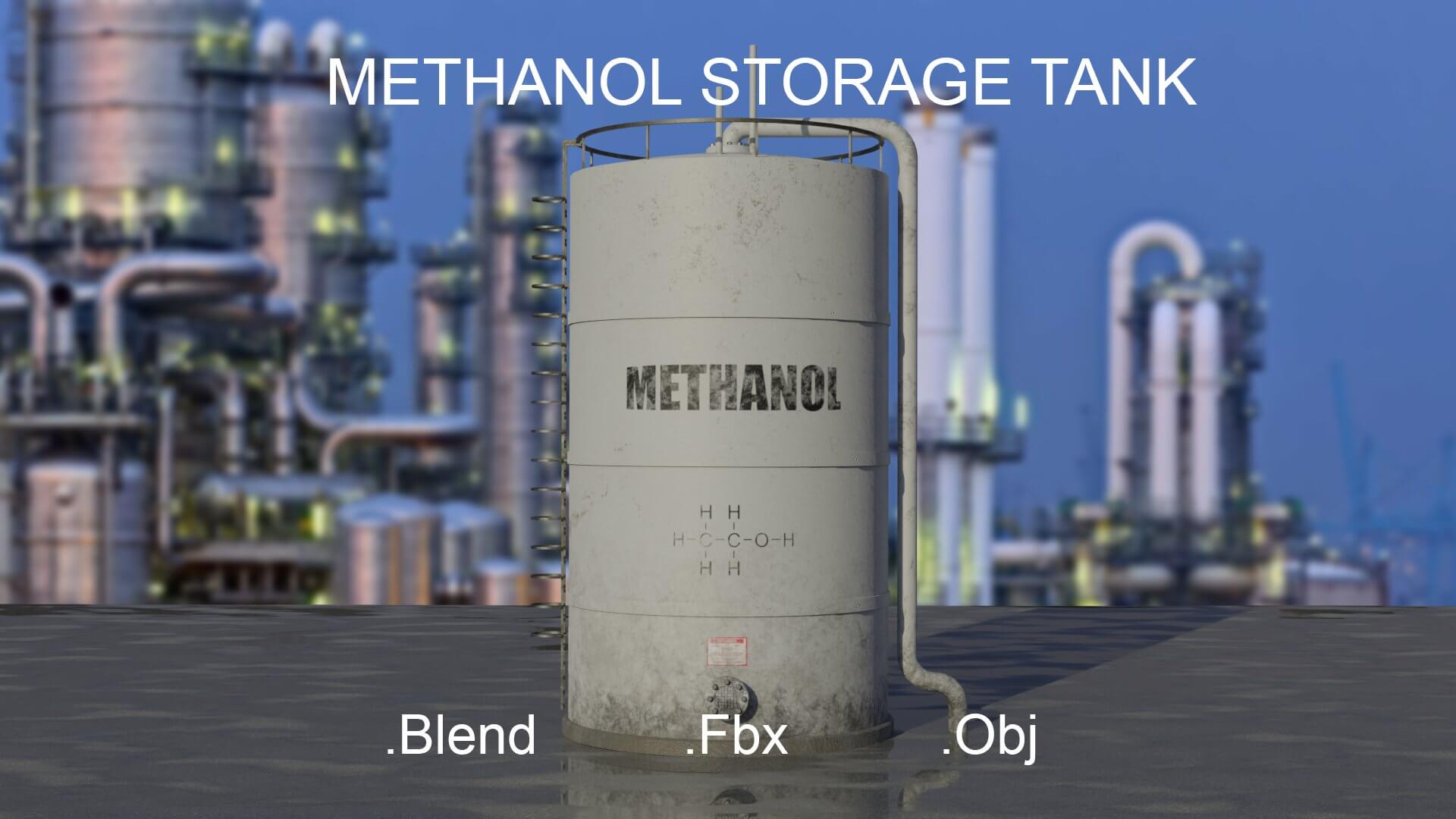 Industrial Methanol Storage Tank Free 3D Model by MagicCGIStudios