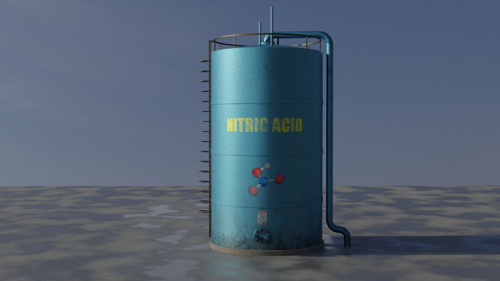 Industrial Nitric Acid Storage Tank Free 3D Model by MagicCGIStudios