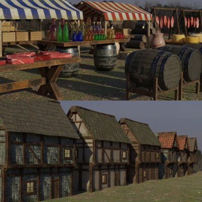 Medieval Market & Houses Bundle