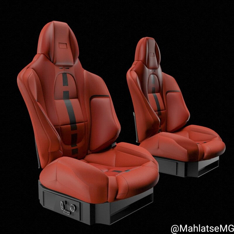 Car Seat Set Red 3D Model by Mahlatsemg