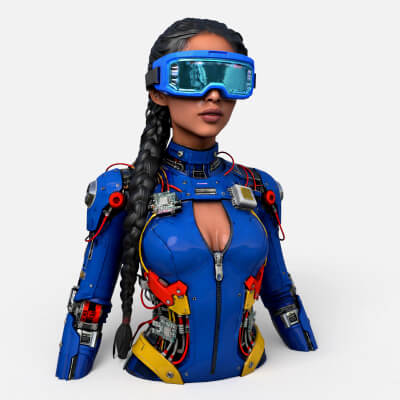 Cybernetic Girl Visor High Detail - 3D Model by Mak21