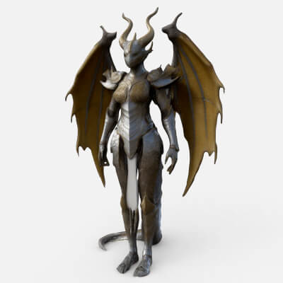 Dragon Woman Low-Poly