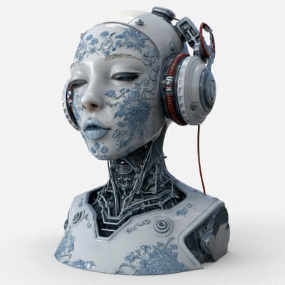 Futuristic Geisha Head High Detail