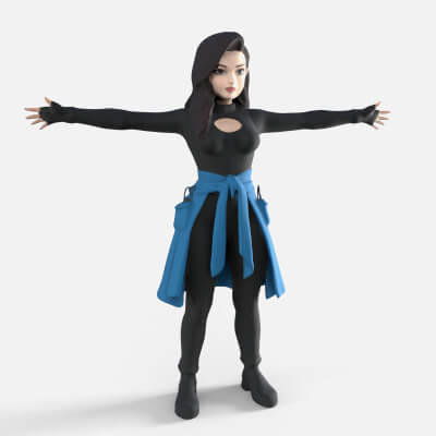 Megan Girl Cartoons Low-Poly