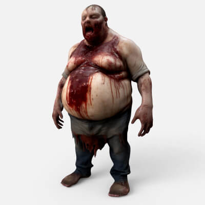 Zombie Fat Man Low-Poly