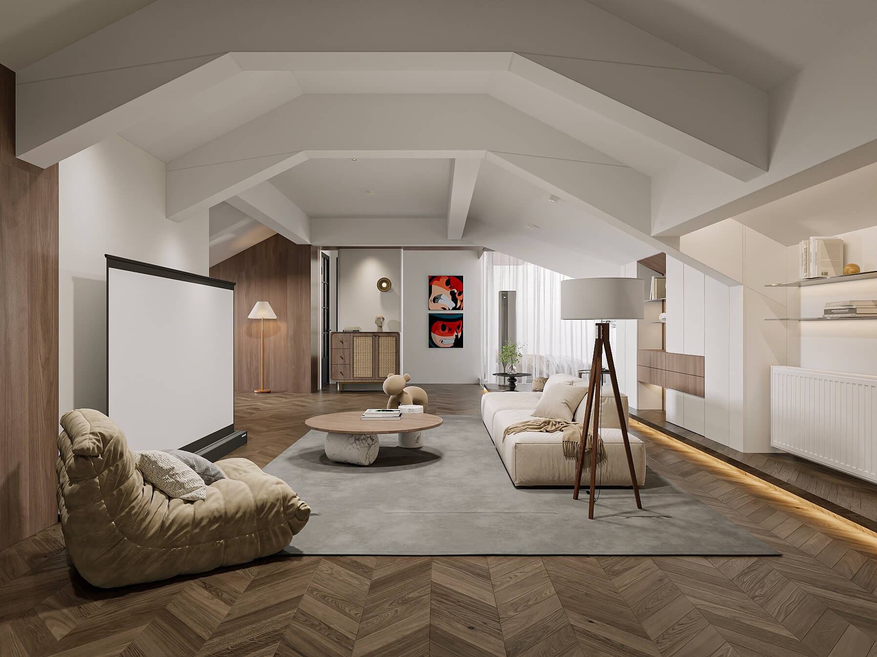 Attic Living Room Scene - 3D Model by Maker20