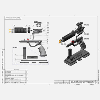 Agent Ks Pistol Blade Runner - STL OBJ CAD - Commercial Use