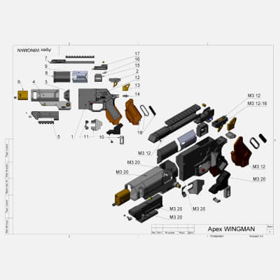 Apex Wingman Pistol - STL OBJ CAD bundle - Commercial Use