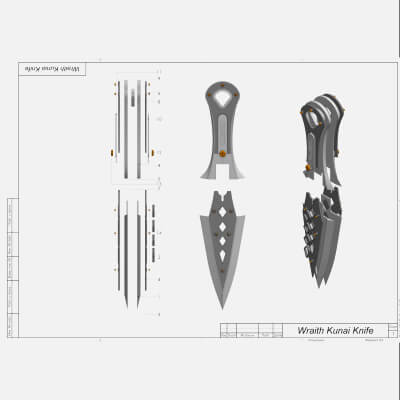 Apex Wraith Kunai Knife - STL OBJ CAD bundle Commercial Use