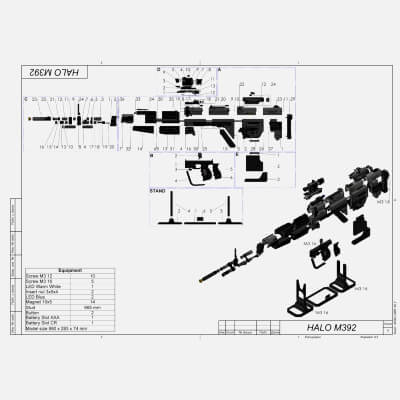 Halo M392 DMR Rifle - STL OBJ CAD Bundle - Commercial Use