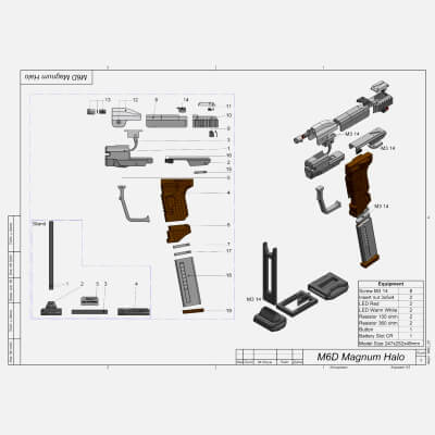 Halo M6D Magnum - STL OBJ CAD Bundle - Commercial Use