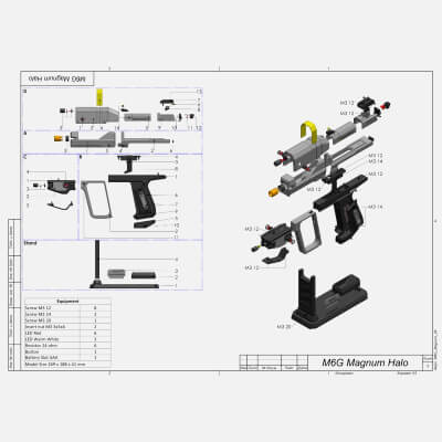Halo M6G Magnum - STL OBJ CAD Bundle - Commercial Use