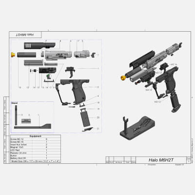 Halo M6H2T Magnum - STL OBJ CAD Bundle - Commercial Use