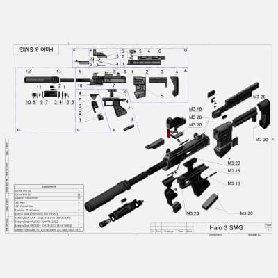 Halo M7 SMG - STL OBJ CAD Bundle - Commercial Use