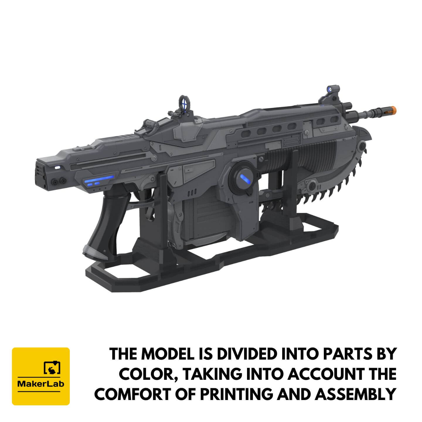 Gears of War Lancer Rifle 3D Model by MakerLab