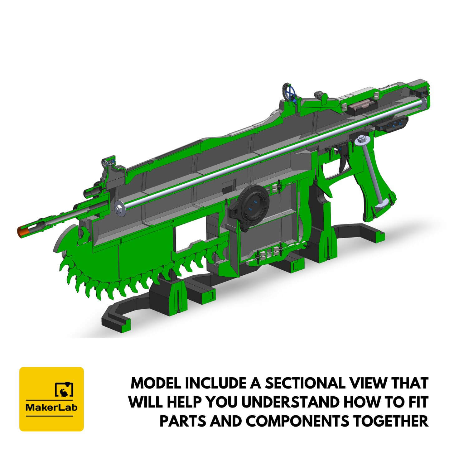 Gears of War Lancer Rifle 3D Model by MakerLab