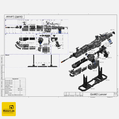 Lancer Gears of War - Stl OBJ CAD Bundle - Commercial Use
