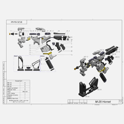 Mass Effect M-25 Hornet - STL OBJ CAD bundle - Commercial