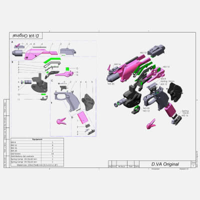 Overwatch Dva Gun - STL OBJ CAD Bundle - Commercial Use
