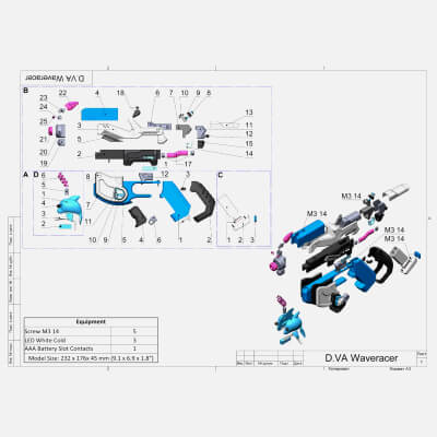 Overwatch DVa Gun Waveracer Skin - STL OBJ CAD Bundle