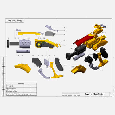 Overwatch Mercy Blaster Devil Skin - STL OBJ CAD Commercial