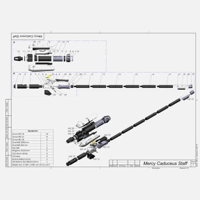 Overwatch Mercy Caduceus Staff - STL OBJ CAD Commercial
