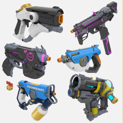 Overwatch Pistols Bundle 2 - 6 Models Set - Commercial Use