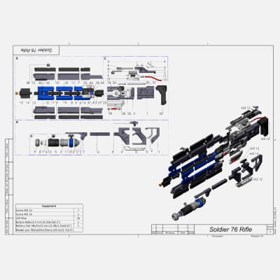 Overwatch Soldier 76 Pulse Cannon - STL OBJ CAD - Commercial
