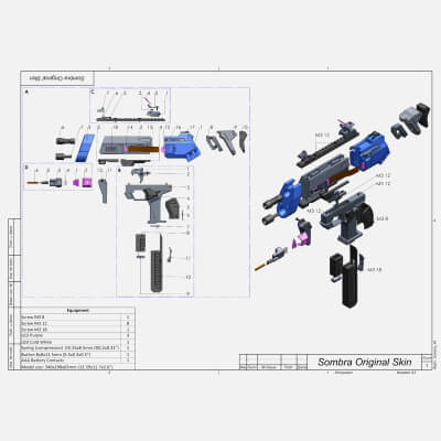 Overwatch Sombra Blaster Original - STL OBJ CAD - Commercial