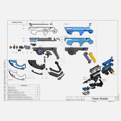 Overwatch Tracer Blaster Original Skin - STL OBJ CAD Bundle