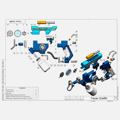 Overwatch Tracer Graffiti Skin Blaster - Stl OBJ CAD Bundle