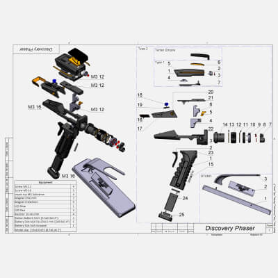 Star Trek Discovery Phaser - STL OBJ CAD Bundle Commercial