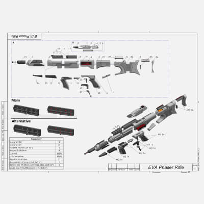 Star Trek Eva Phaser Rifle - STL OBJ CAD bundle - Commercial