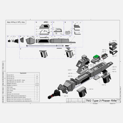 Star Trek Next Generation Type 3 Phaser Rifle - STL CAD OBJ