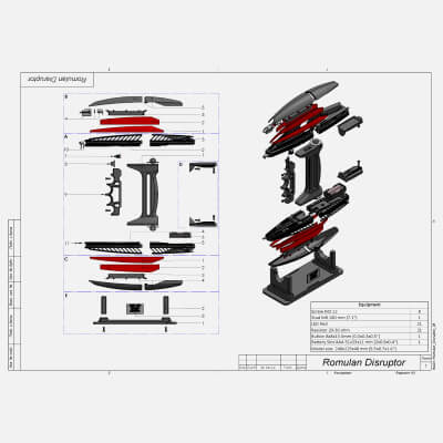 Star Trek Romulan Disruptor - Stl OBJ Cad Bundle Commercial